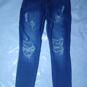 Maurices Distressed Dark Blue Skinny Jeans